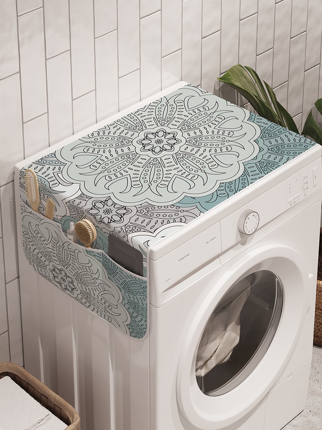 фото Органайзер "текстурные цветы" на стиральную машину, 45x120 см ambesonne