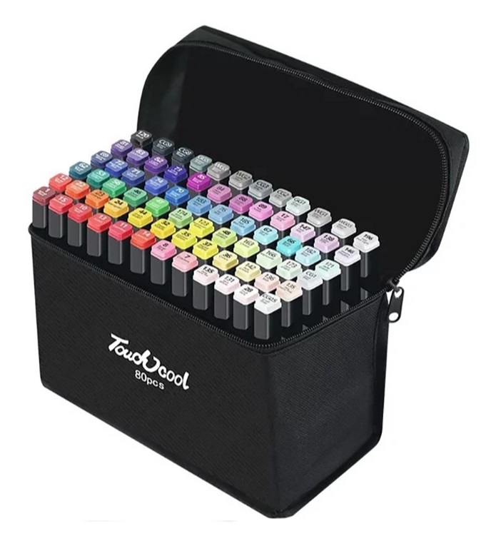 фото Набор профессиональных двухсторонних маркеров для скетчинга 80 цветов в чехле star touch