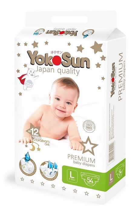 фото Подгузники yokosun premium l (9-13 кг) 54 шт