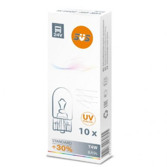 

Лампа накаливания SvS 24V T4W 4W BA9s 200044000