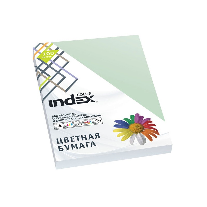 

Бумага цветная, Index Color IC61/100, 80гр, А4, бледно-зеленый (61), 100л