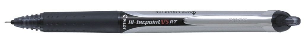 Ручка капиллярная автоматич.HI-TECPOINT V5, с резиновым упором,чёрная. 0,5 мм