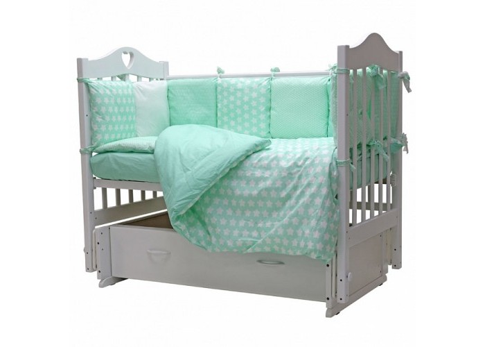 

Комплект в кроватку Топотушки 12 месяцев бирюзовый, 6 предметов