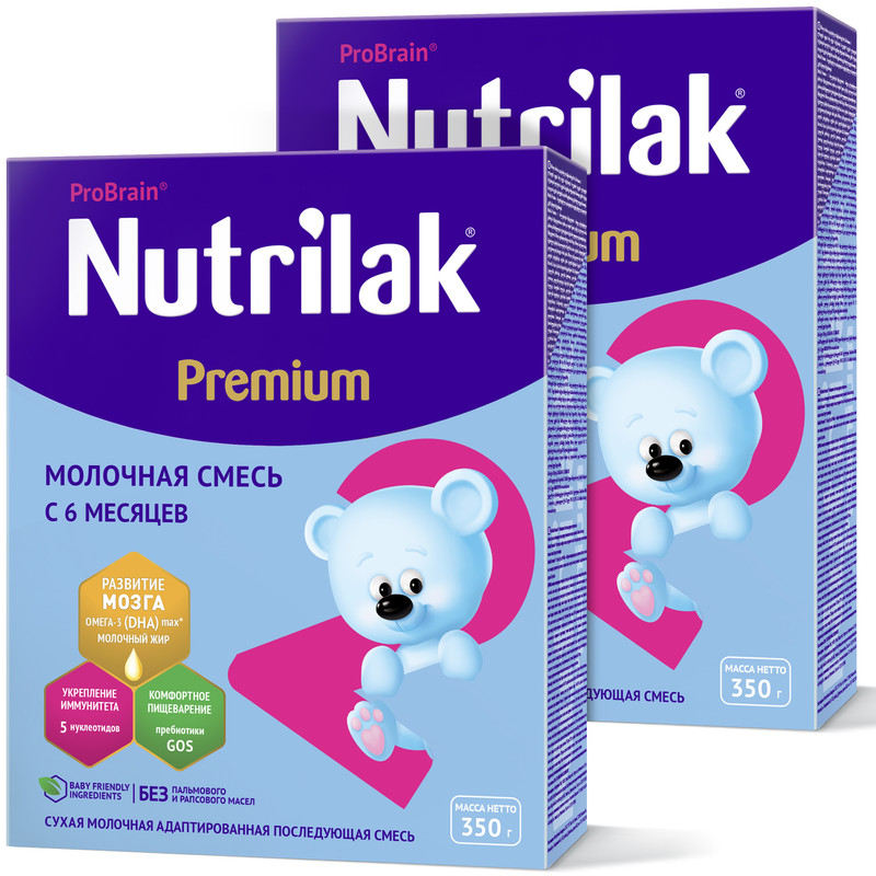 фото Молочная смесь nutrilak premium 2, нутрилак с 6 мес., без пальмового масла, 350 г. 2 шт.