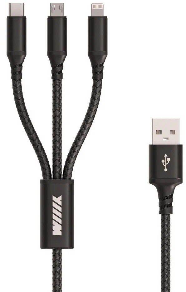 Аксессуар WIIIX 3 в 1 USB - LightningMicro USBType-C 12m Black CBS465-U8MUTC-12B 409₽