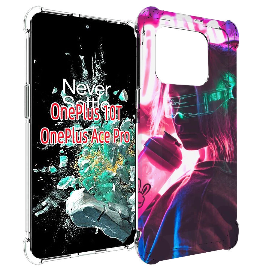 

Чехол MyPads девушка неоновый фон женский для OnePlus 10T, Прозрачный, Tocco