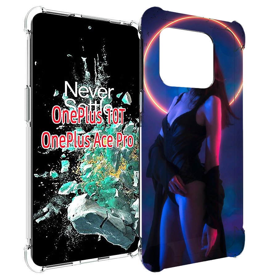 

Чехол MyPads девушка с неоновым кругом женский для OnePlus 10T, Прозрачный, Tocco
