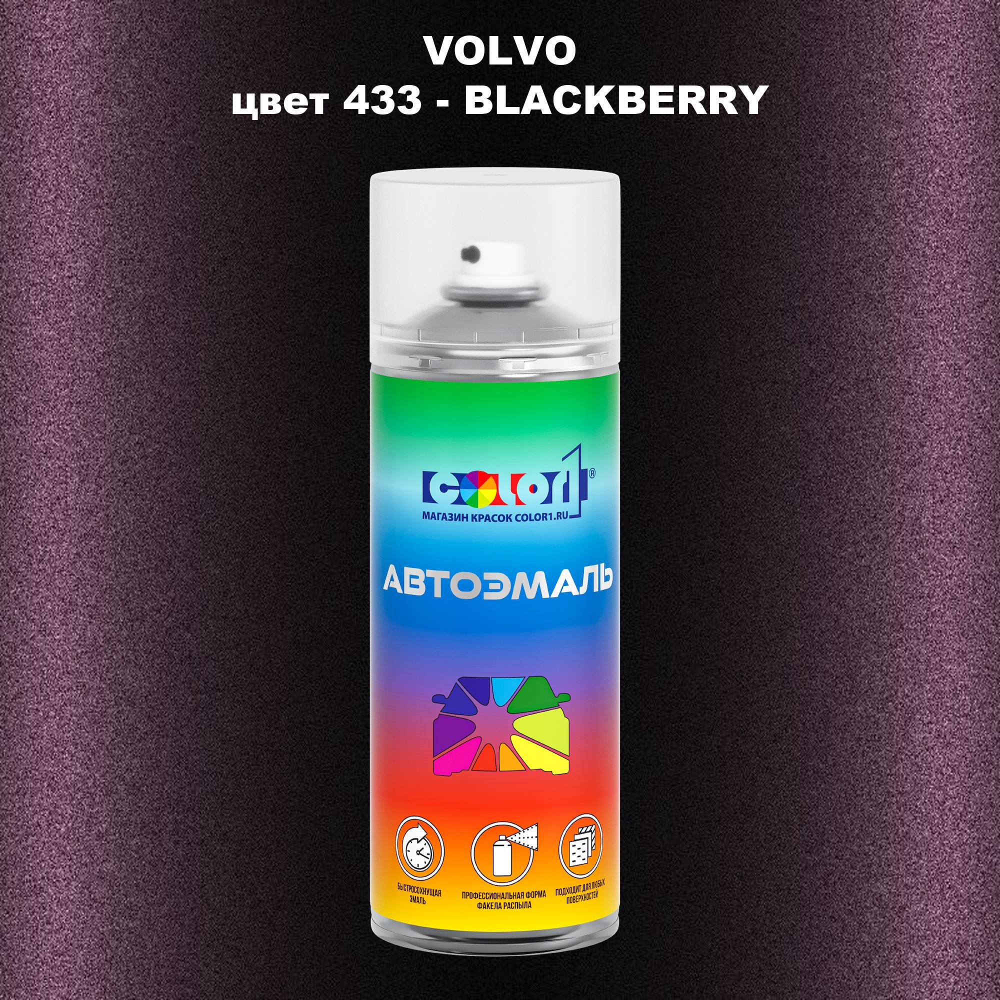 

Аэрозольная краска COLOR1 для VOLVO, цвет 433 - BLACKBERRY, Прозрачный