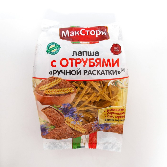 Лапша с отрубями Макстори ручной раскатки 250 г, 3 штуки