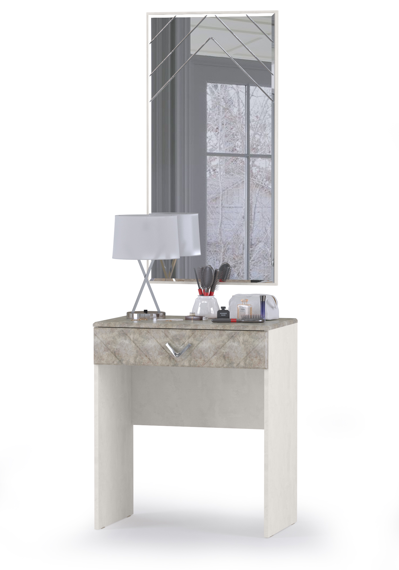 фото Стол туалетный mobi амели 12.48+з шёлковый камень/бетон чикаго беж, 65х41х185 см.