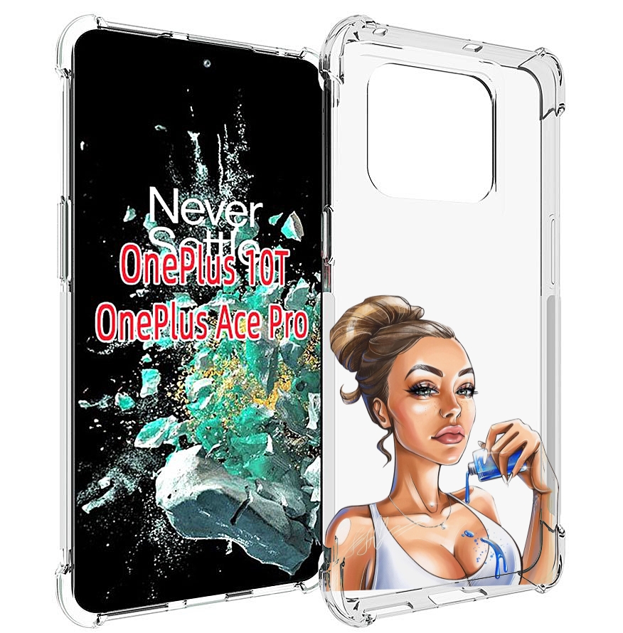 

Чехол MyPads девушка-пролила-краску женский для OnePlus 10T, Прозрачный, Tocco
