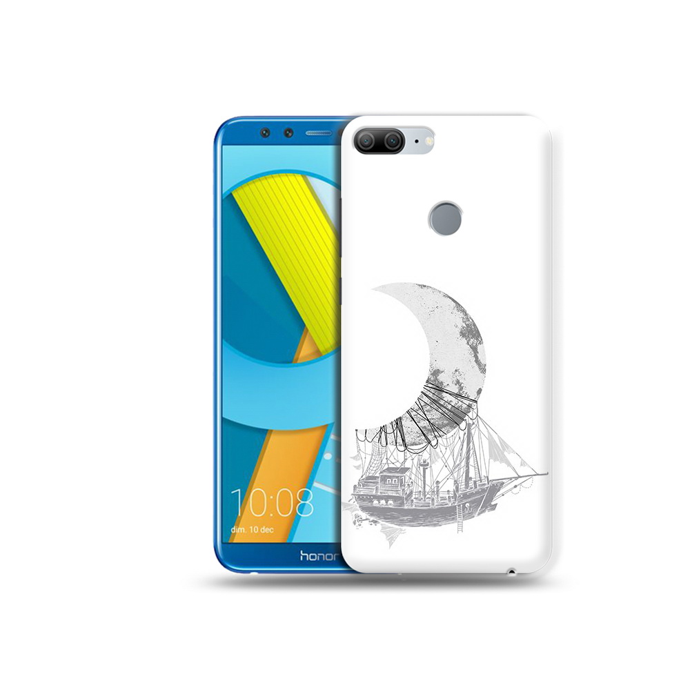 

Чехол MyPads Tocco для Huawei Honor 9 Lite черно белый корабль полумесяц (PT117118.56.684), Прозрачный, Tocco