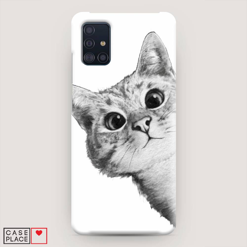 

Пластиковый чехол "Кот рисунок черно-белый" на Samsung Galaxy A51, 28920-1