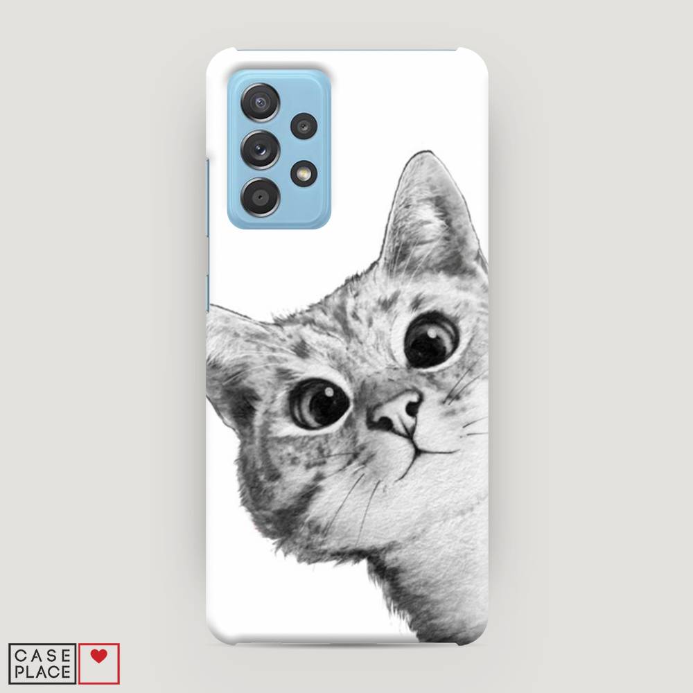 фото Пластиковый чехол "кот рисунок черно-белый" на samsung galaxy a52s awog