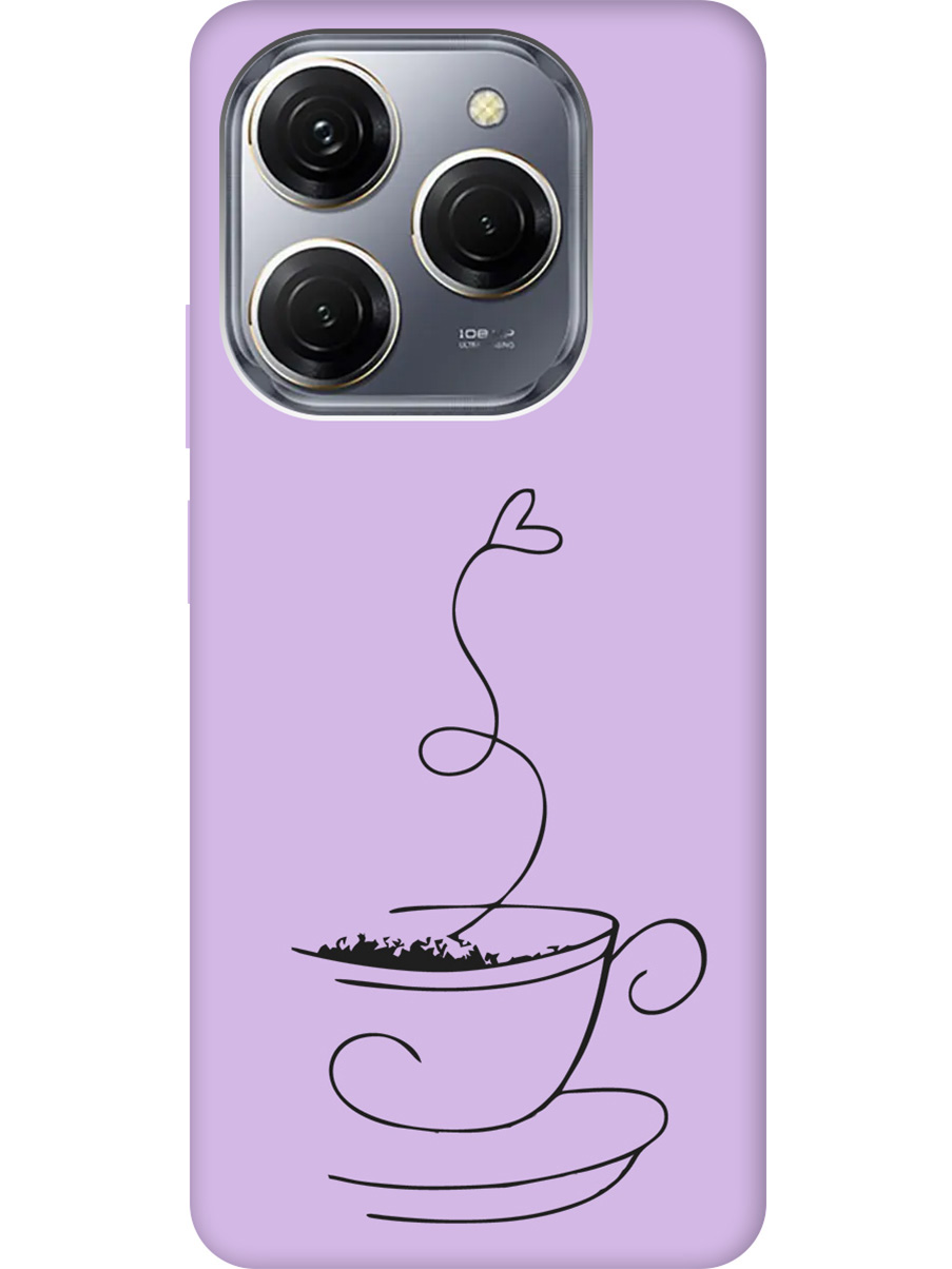 

Силиконовый чехол на Tecno Spark 20 Pro с рисунком "Coffee Love" Soft Touch сиреневый, Фиолетовый;черный, 20011925