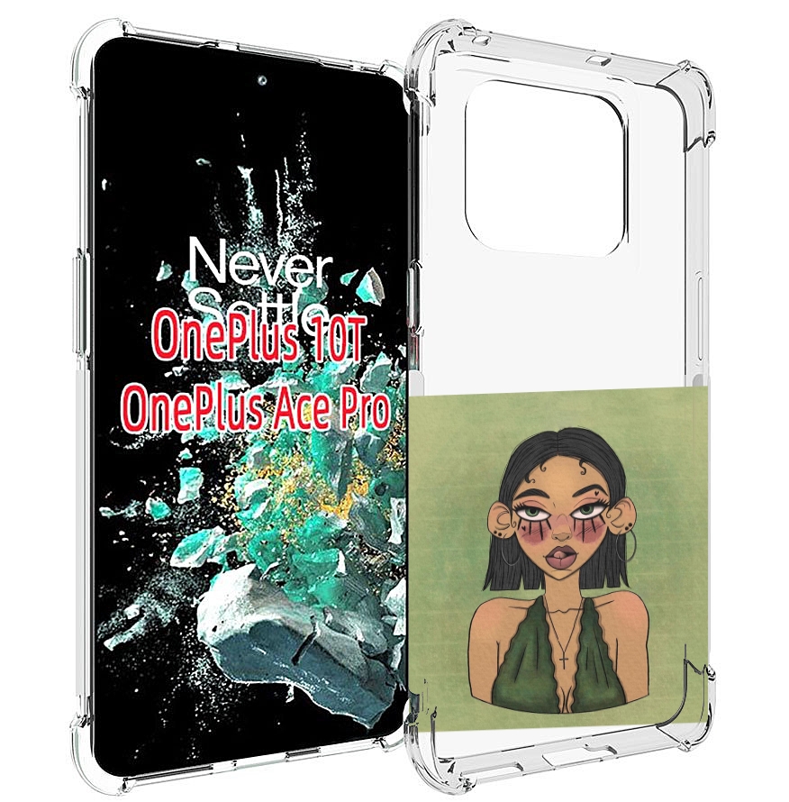 

Чехол MyPads девушка-с-каре-и-тату для OnePlus 10T, Прозрачный, Tocco