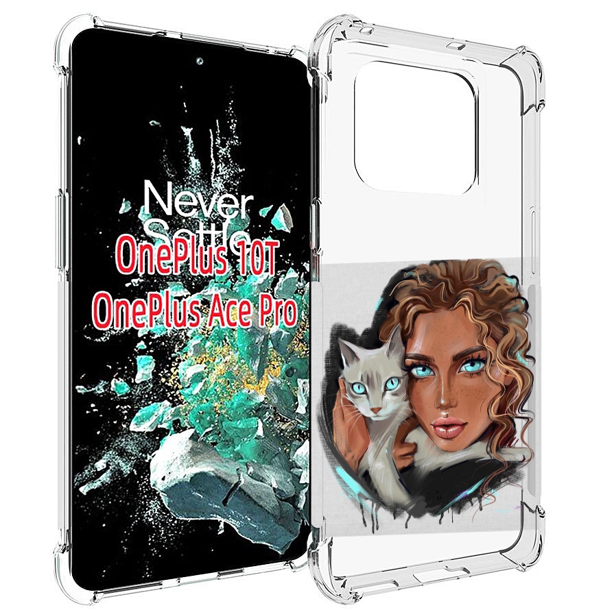 

Чехол MyPads девушка-с-котом-голубые-глаза женский для OnePlus 10T, Прозрачный, Tocco