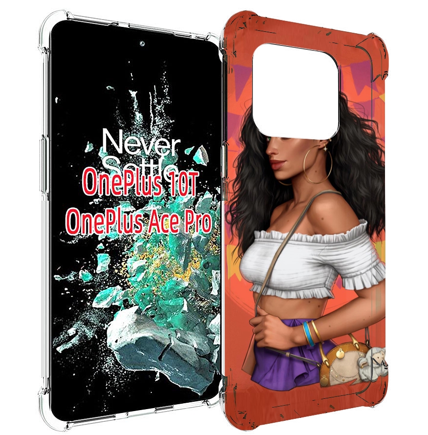 Чехол MyPads девушка-с-сумкой-мулатка женский для OnePlus 10T