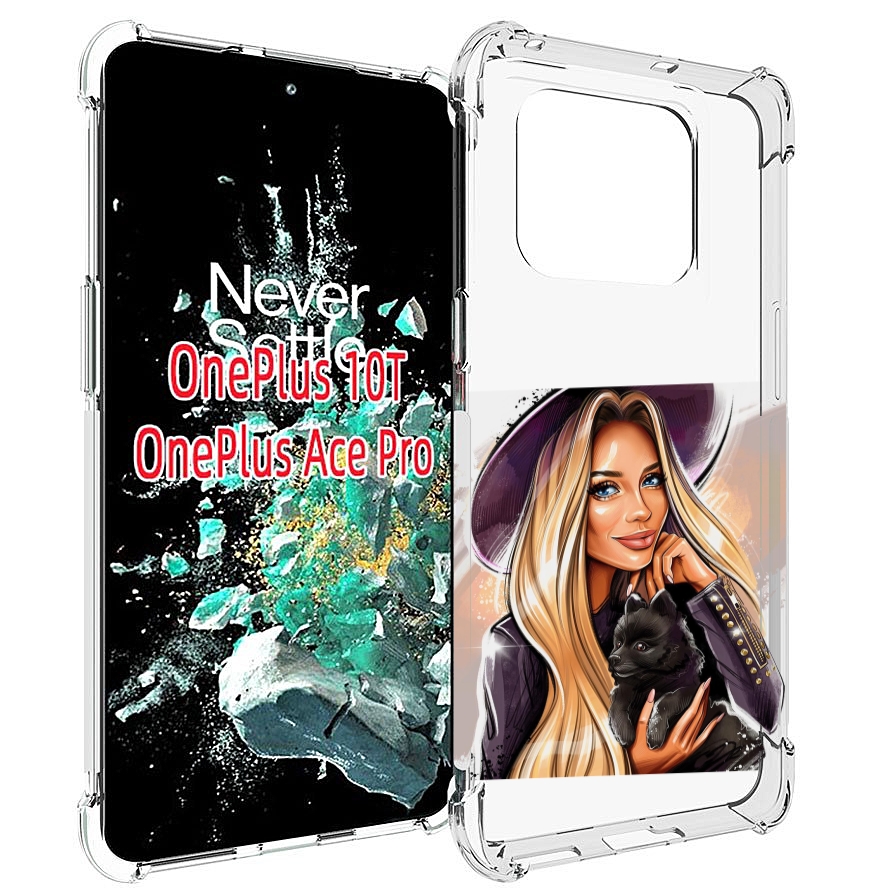 

Чехол MyPads девушка-с-черным-щенком женский для OnePlus 10T, Прозрачный, Tocco