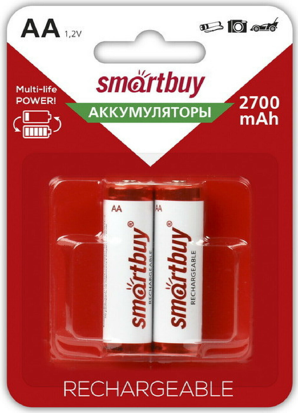 

Аккумулятор Smartbuy 2700mAh AA/2BL NiMh 2шт./блок (SBBR-2A02BL2700)