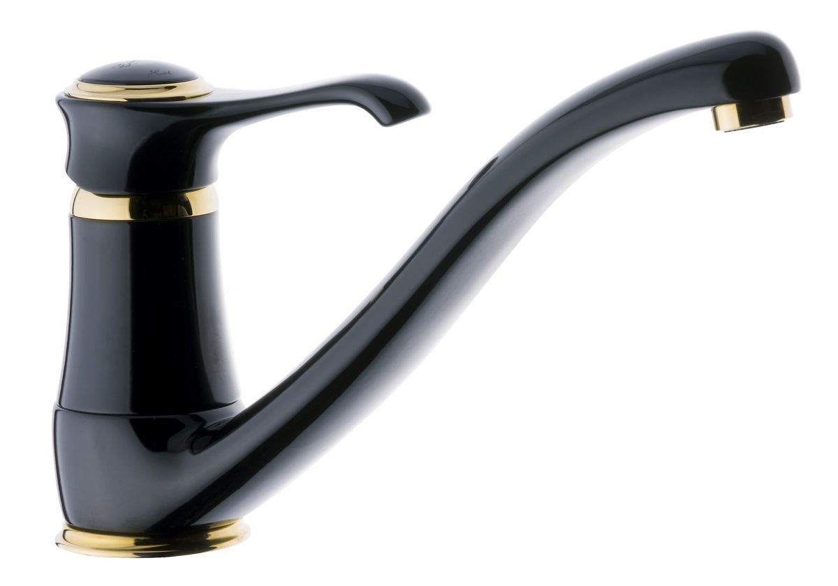 

Кухонный смеситель с поворотным изливом Emmevi Tiffany, цвет черный-золото 6095NO