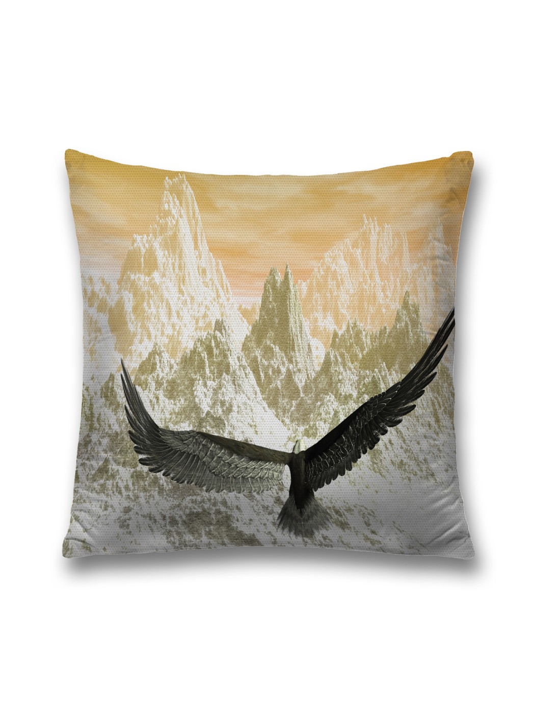 фото Наволочка joyarty декоративная "орел пролетает над горами" на молнии, 45x45 см