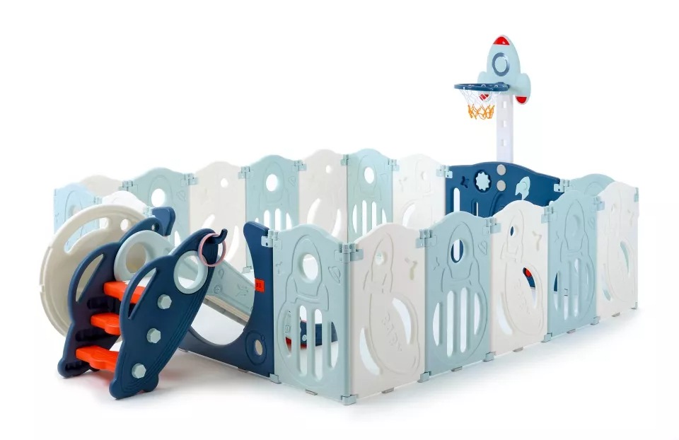 

Большой детский игровой манеж, комплекс UNIX Kids SUPREME Space 200x200 Blue из пластика, Синий
