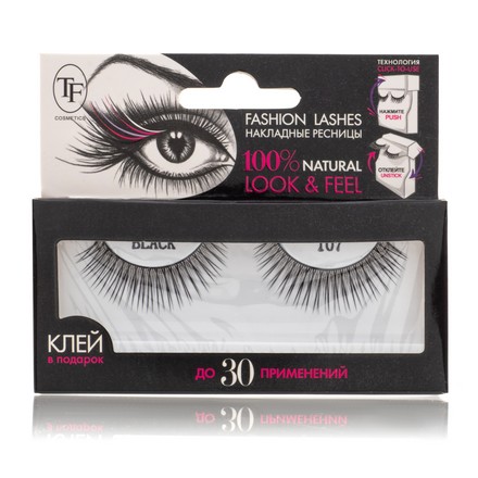 Накладные ресницы TF Fashion №107, черные накладные ресницы ardell fashion lashes 110 1 пара