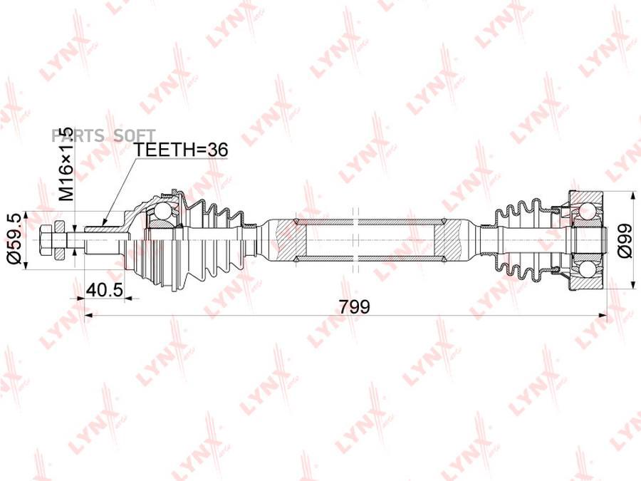 

Привод в сборе правый LYNXAUTO CD1131