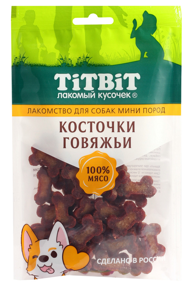 Лакомство для собак TiTBiT, для мини-пород, косточки говяжьи, 100 г