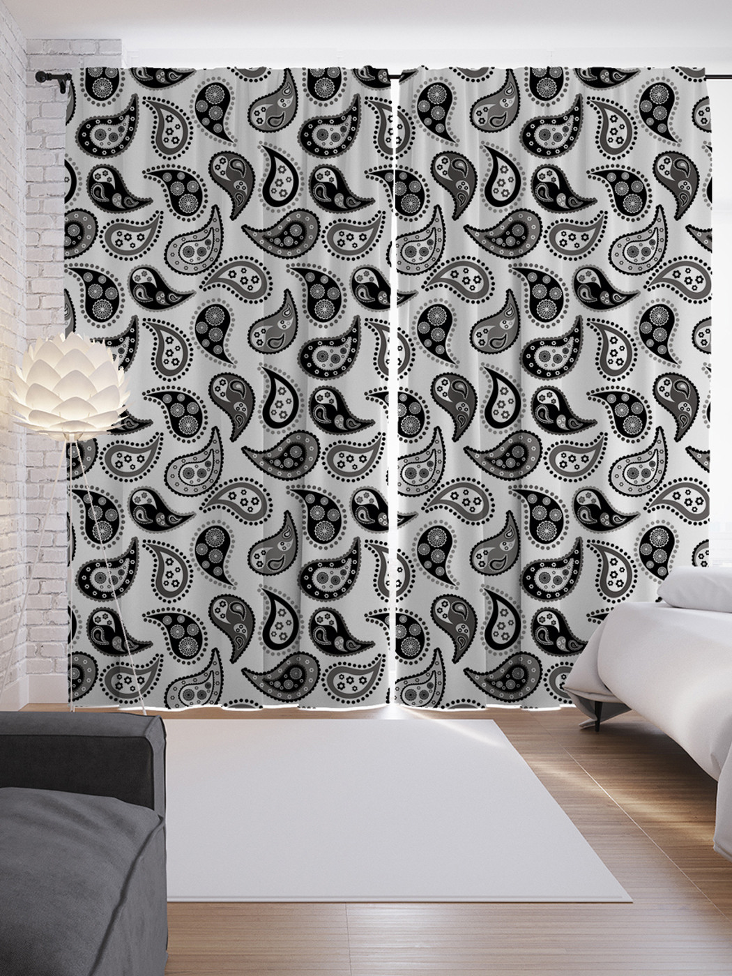 

Шторы с фотопечатью "Лепесточная серость" из сатена, 290х265 см