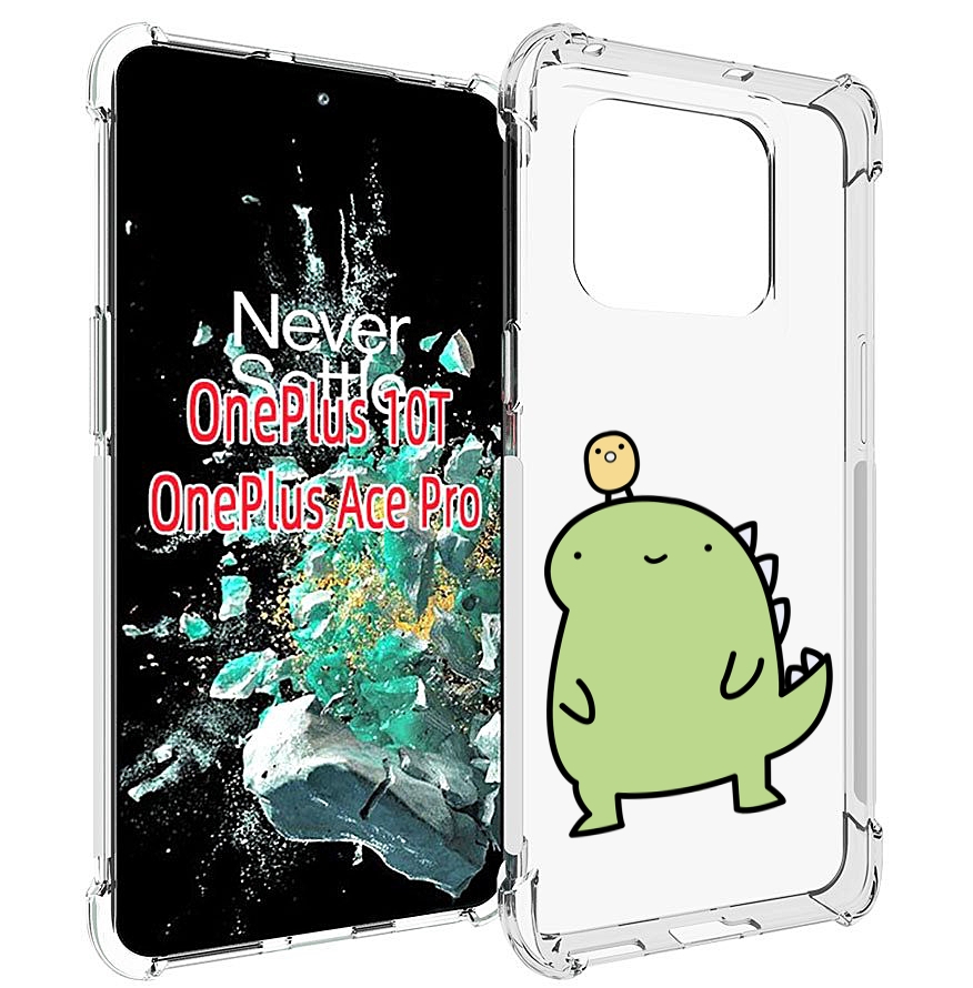 

Чехол MyPads зеленый-динозаврик детский для OnePlus 10T, Прозрачный, Tocco