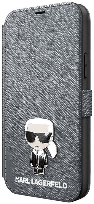 фото Чехол cg mobile karl lagerfeld pu saffiano ikonik karl (metal) booktype для 12 pro max