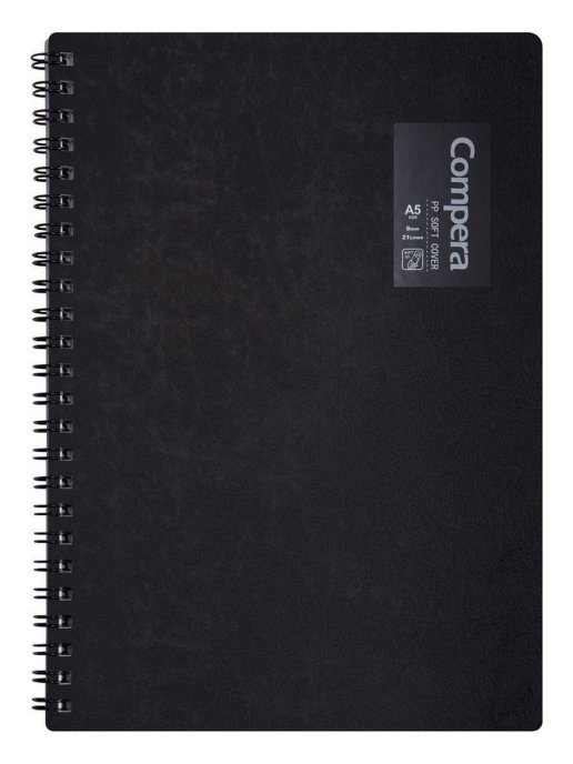 Блокнот Comix в линейку на пружине А5  Compera Original, обложка черная 50 листов