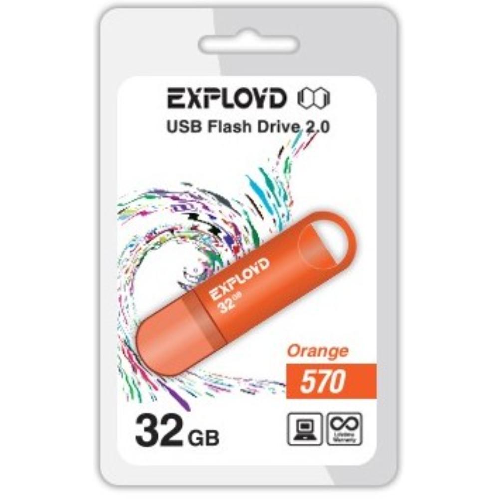 Карта памяти, флэш драйв Exployd, EX-32GB-570, USB 32GB 2.0, Orange