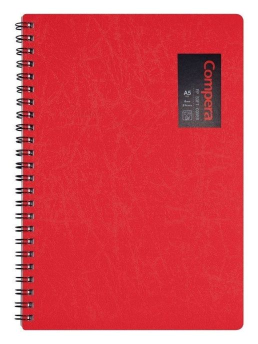 Блокнот Comix в линейку на пружине A5  Compera Original, обложка красная 50 листов