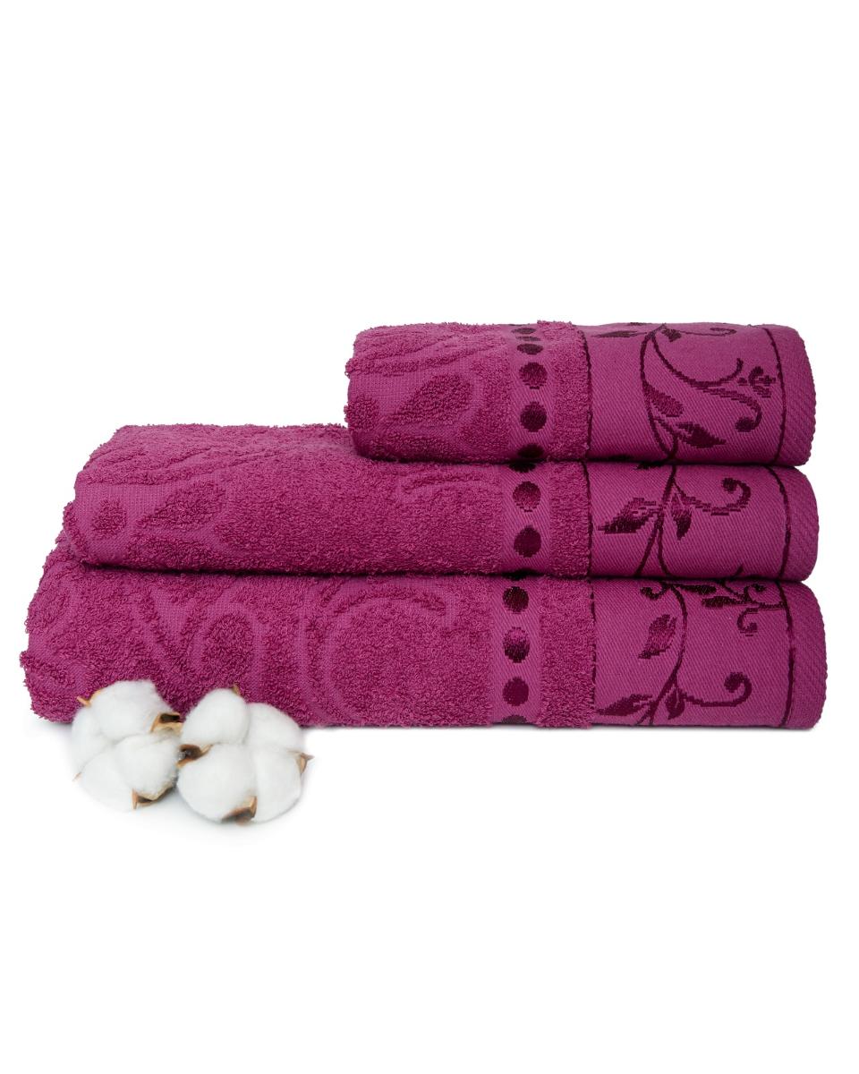 фото Набор полотенец "вышневолоцкий текстиль" жаккард 701 пурпурный 3 штуки