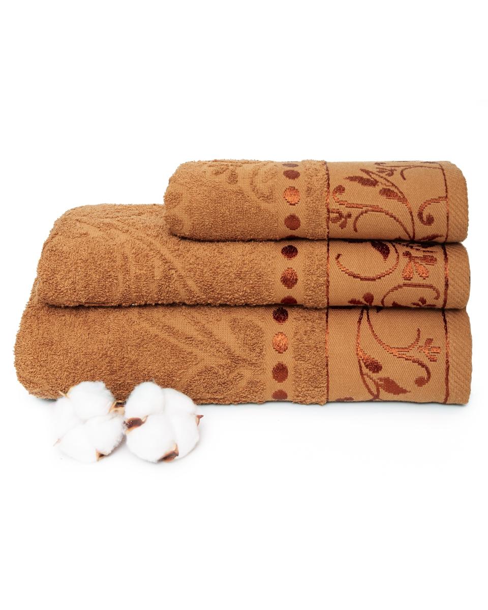 фото Набор полотенец "вышневолоцкий текстиль" жаккард; 105 коричневый 3 штуки