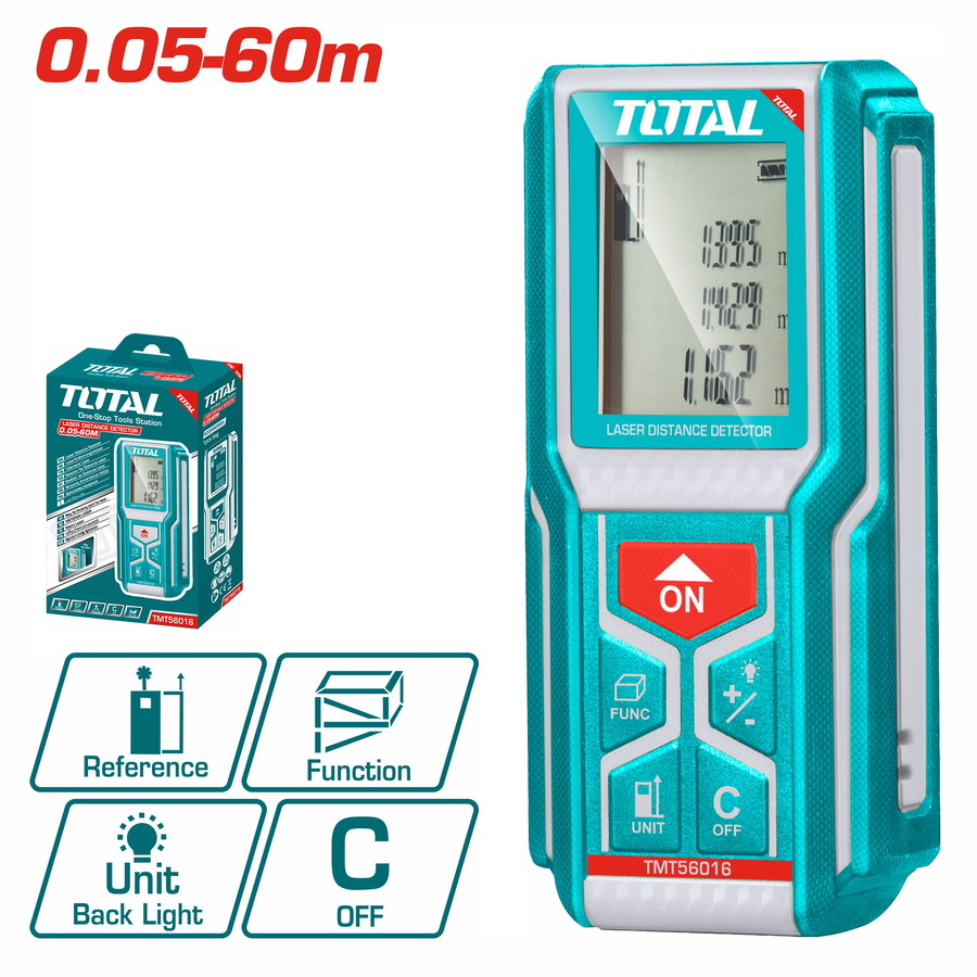 

Дальномер лазерный Total Tools c функциями измерения диапазона от 0,05 до 60м, TMT56016