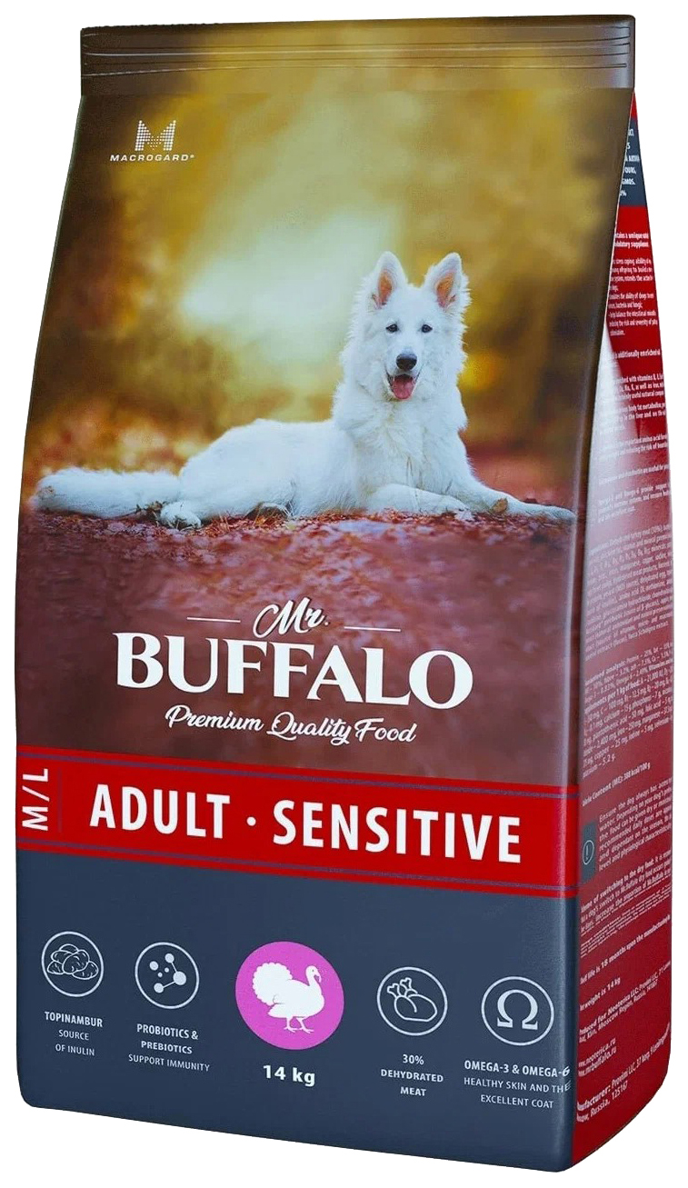 

MR.BUFFALO MR.BUFFALO ADULT M/L SENSITIVE для взрослых собак средних и крупных пород с чув