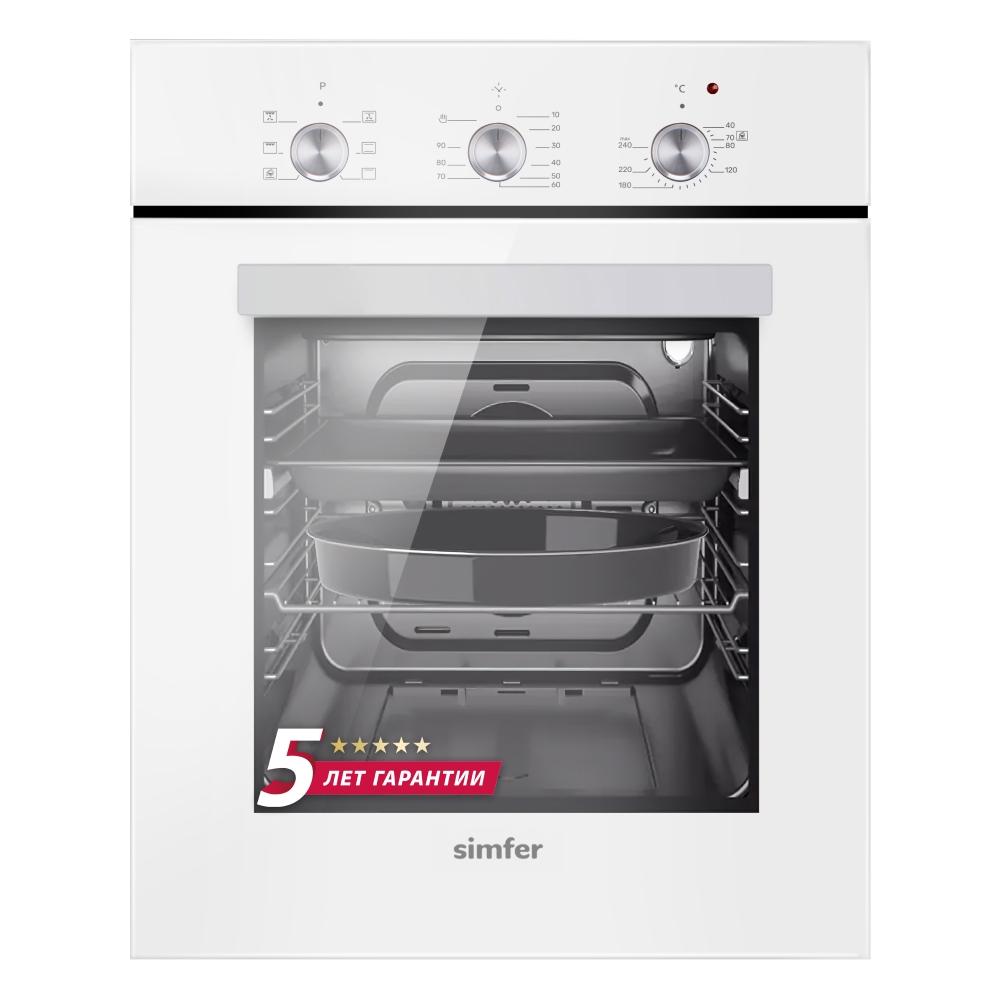 

Встраиваемый электрический духовой шкаф Simfer B4EC18016 белый, B4EC18016