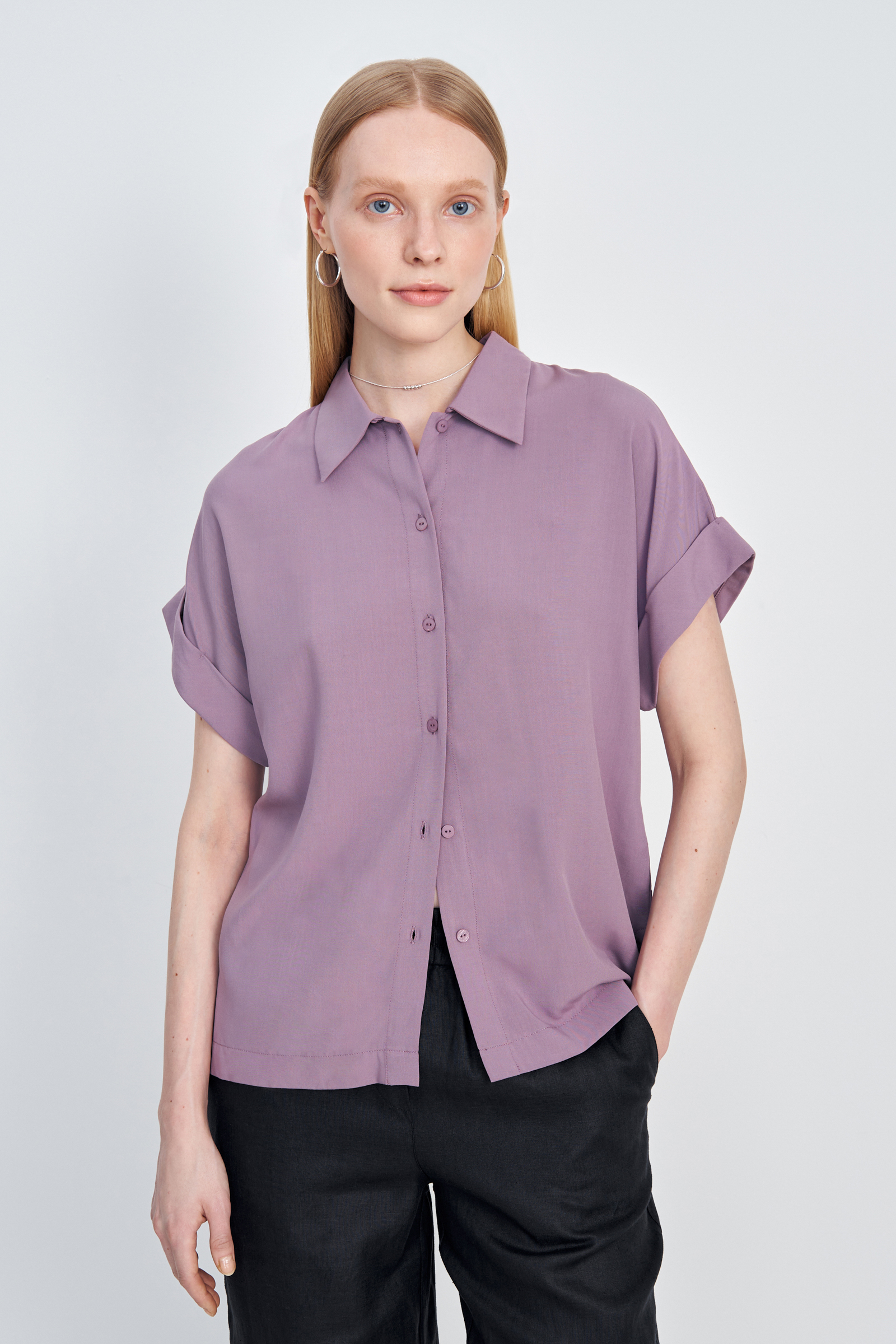 Рубашка женская Finn Flare BAS-10041 фиолетовая XS