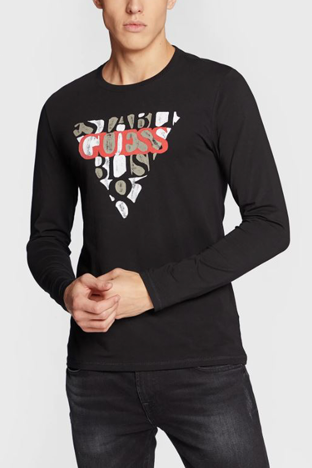 

Лонгслив мужской Guess M3RI13 J1314 черный L, M3RI13 J1314