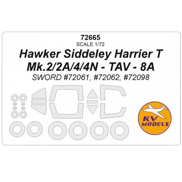 

72665KV Hawker Siddeley Harrier T Mk.2/2A/4/4N TAV 8A SWORD 72061, 72098 маски на диски, Однотонный