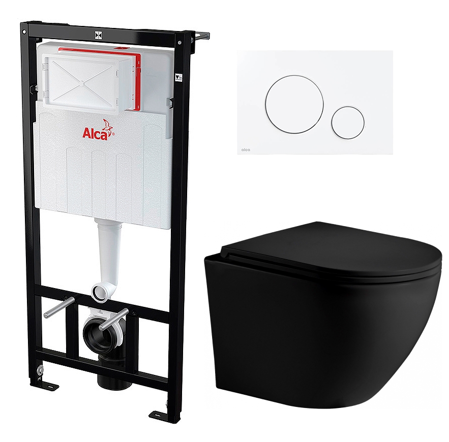 

Комплект инсталляция AlcaPlast + Унитаз Weltwasser Merzbach BL + кнопка белая