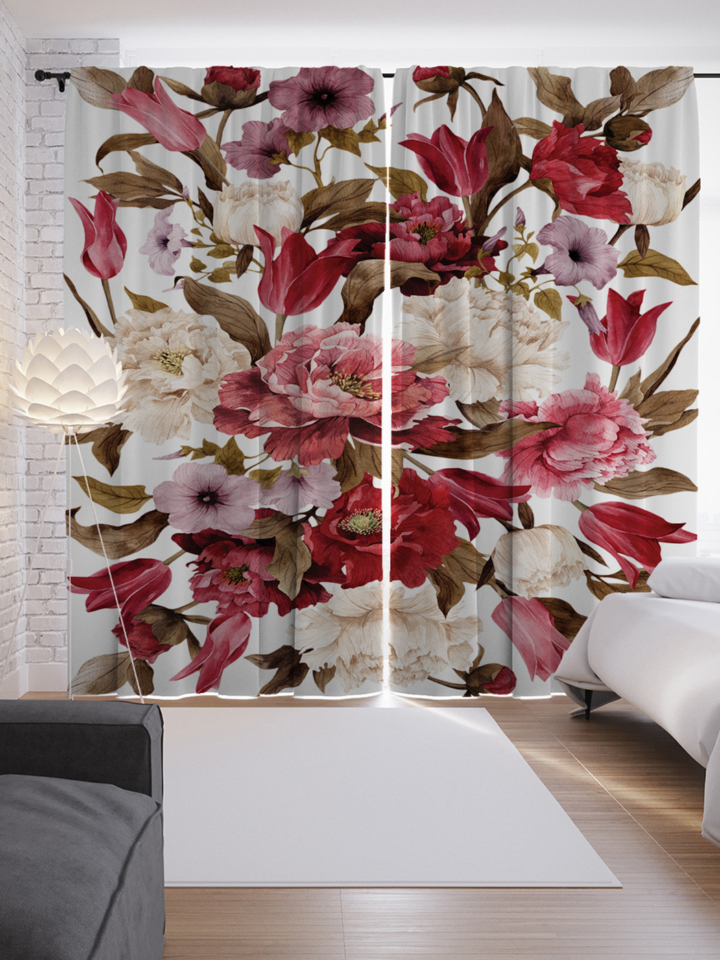 

Шторы с фотопечатью "Спелые цветы" из сатена, 290х265 см