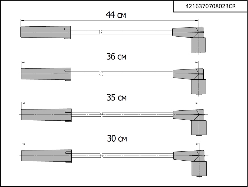 

Провода ВВ для а/м ГАЗель-Бизнес,Соболь дв. УМЗ-4216 (Евро 4); дв. EVOTECH 2.7 4216.37070