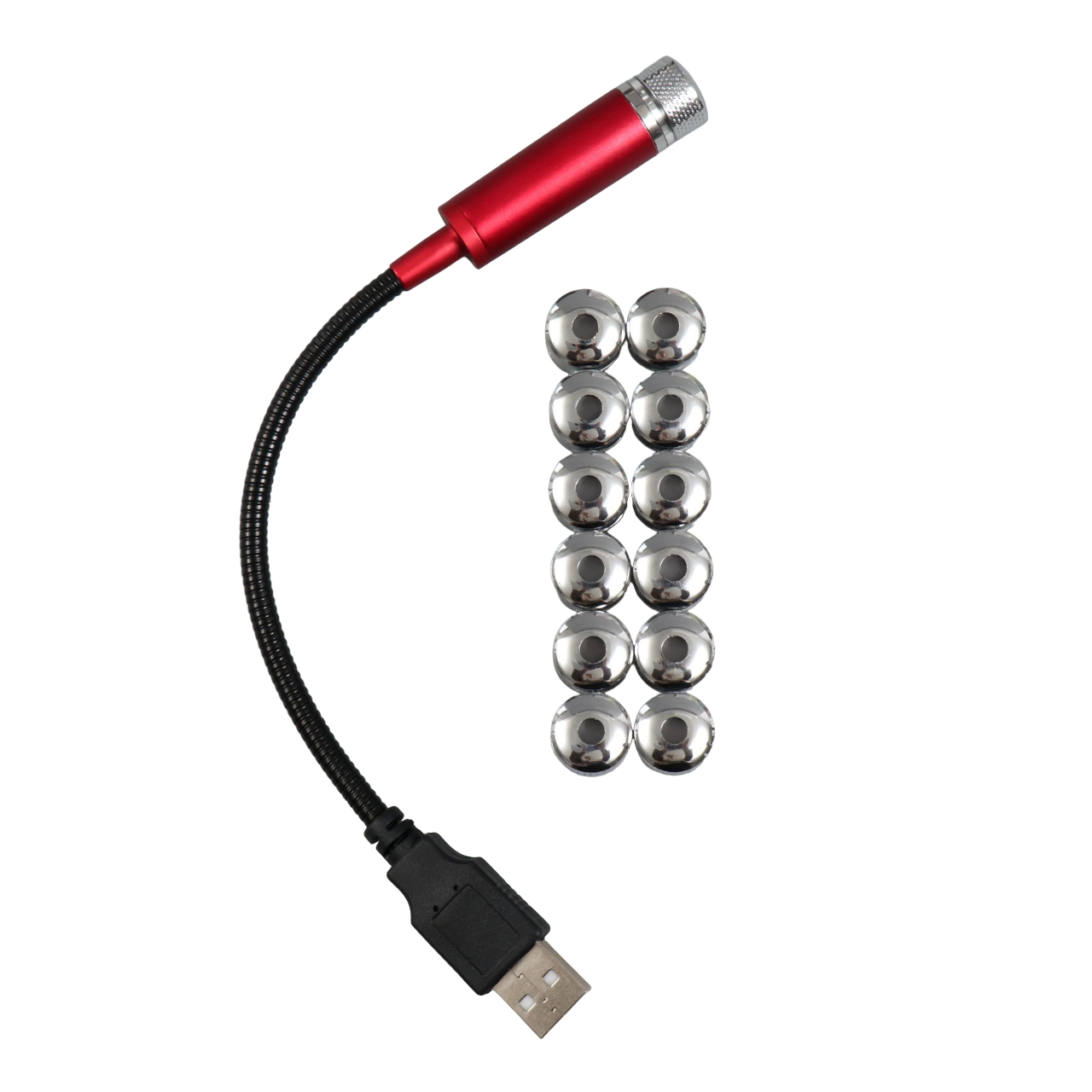 

Указка лазерная 12 + 1 насадки от USB 10х14,5 см