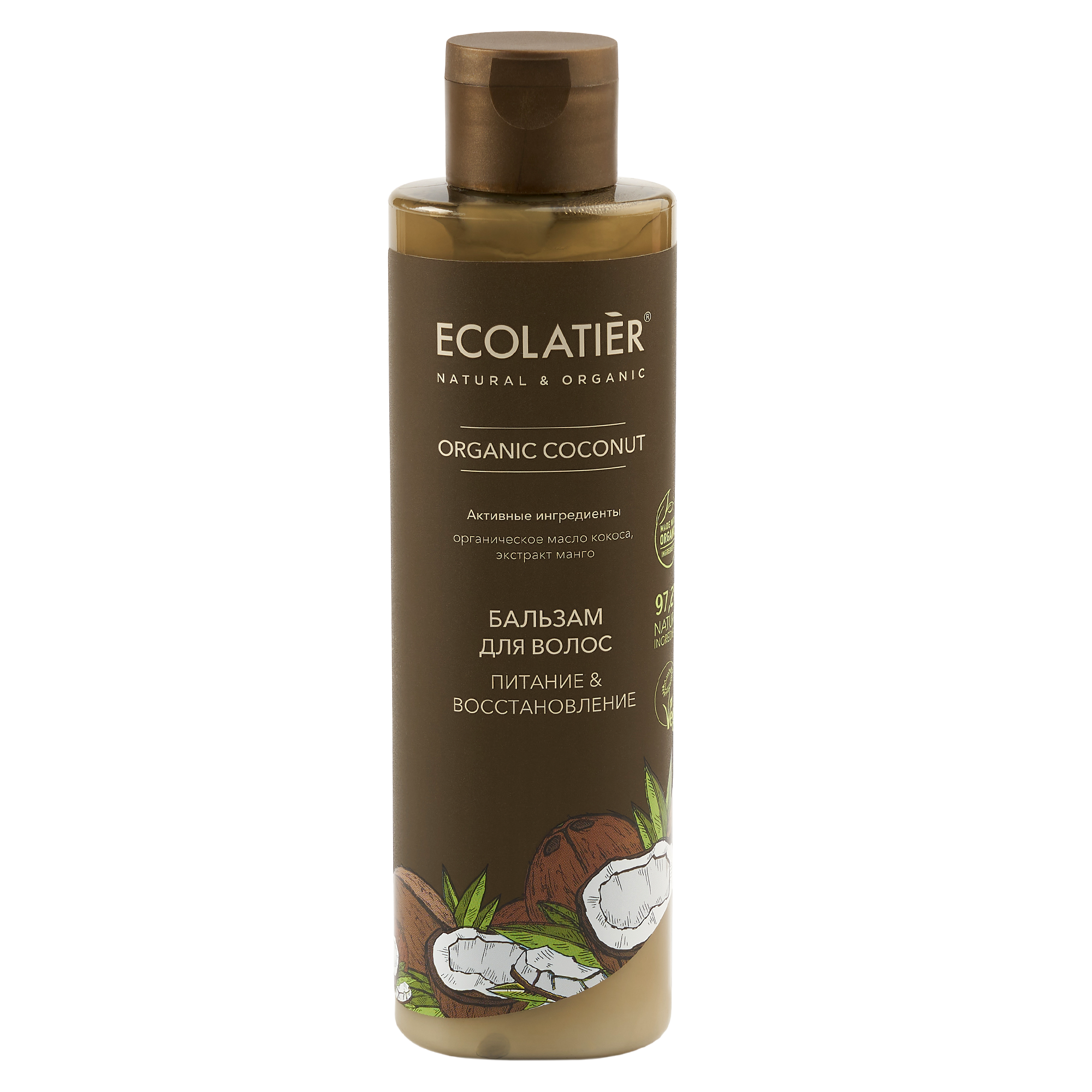 фото Бальзам для волос ecolatier organic farm green coconut oil питание + восстановление 250 мл
