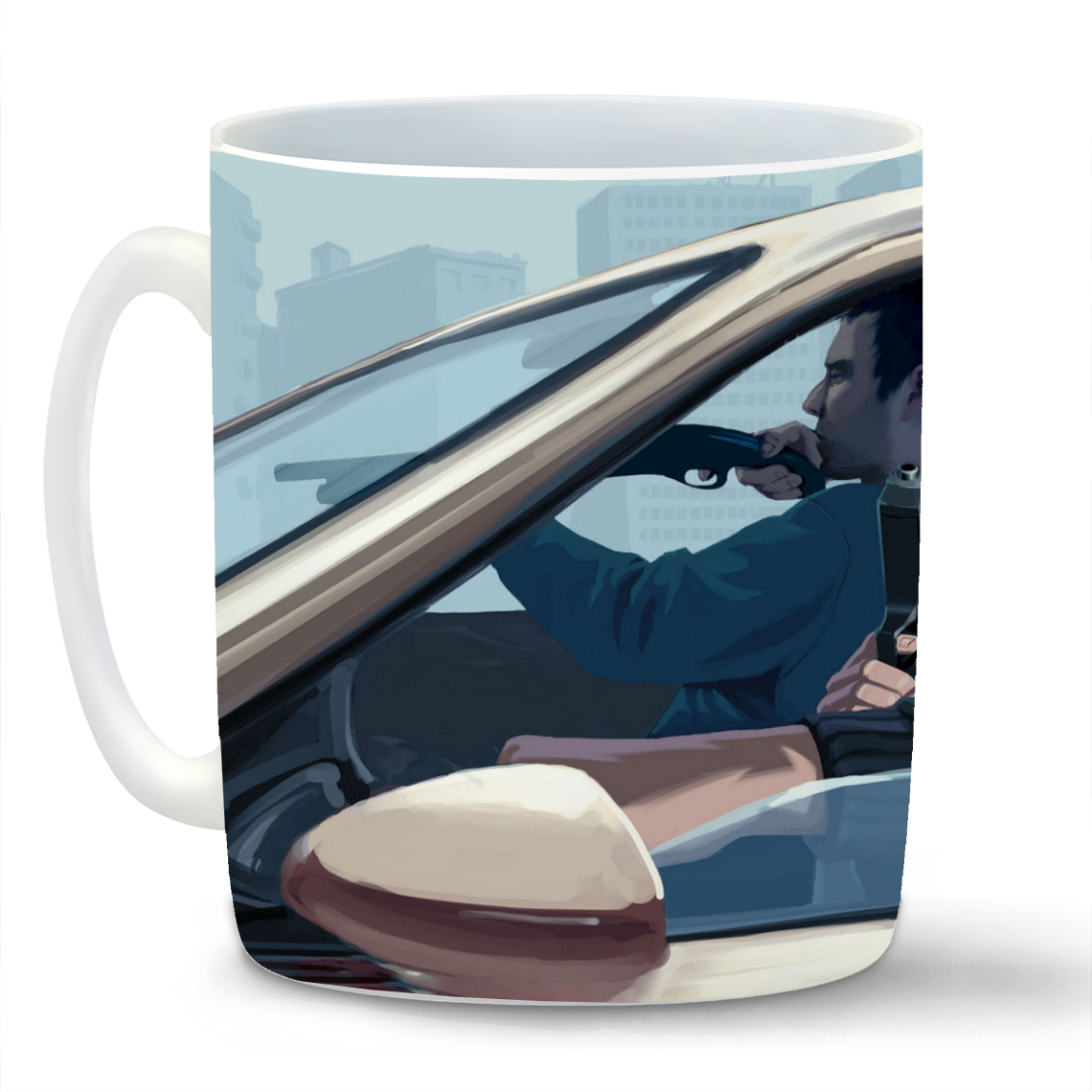 

Кружка CoolPodarok grand theft auto 4 Бандиты в машине Обрез Пистолет, grand theft auto 4 Бандиты в машине Обрез Пистолет